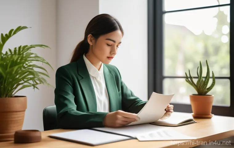 통역사로서 장기 프로젝트 대비법 - **Prompt for Mental Focus and Preparation:**
    "A serene, professional young woman in her late 20s...