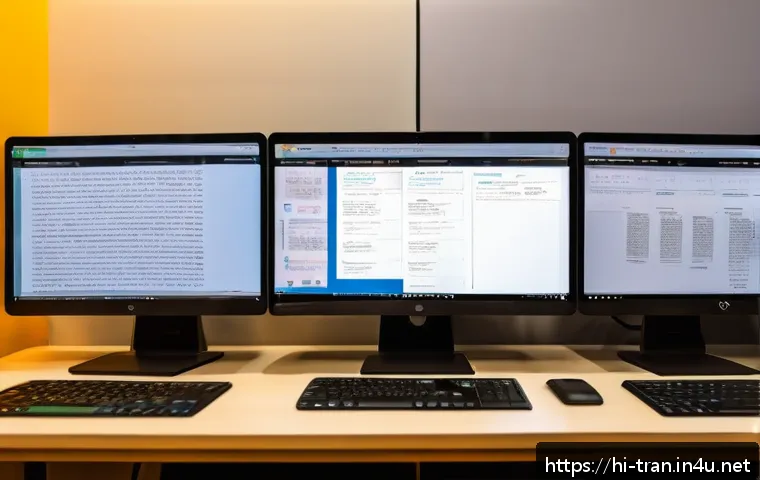 통역사 중점 과목 학습법 - A detailed digital workspace of a Hindi translator deeply engaged in their craft: a modern desk feat...